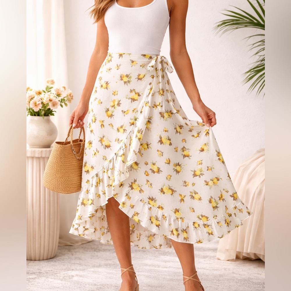 NWT - Max Studio lemon Wrap Skirt -